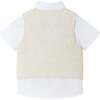 Infant Short Sleeve Buttondown Bowtie Vest Set, Beige - Mixed Apparel Set - 6