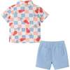 Infant Checkered Rocket Pop Buttondown Set, Chambray - Mixed Apparel Set - 2