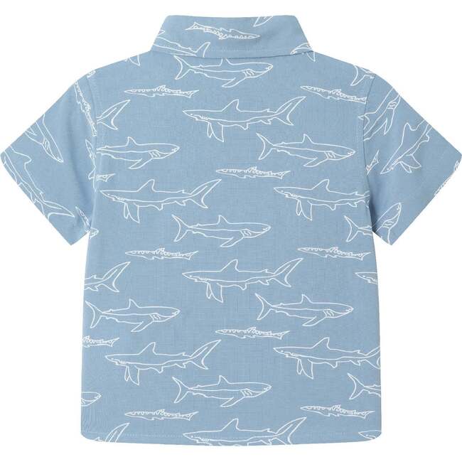 Infant Shark Print Buttondown Set, Blue - Mixed Apparel Set - 4
