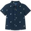 Infant Limes Seersucker Matching Short Sleeve Buttondown & Short Set, Navy - Mixed Apparel Set - 3