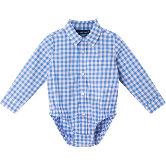 Infant Mid Blue Sweater Vest Buttondown Shirt, Bowtie & Light Grey Pant Set, Mid Blue - Mixed Apparel Set - 5
