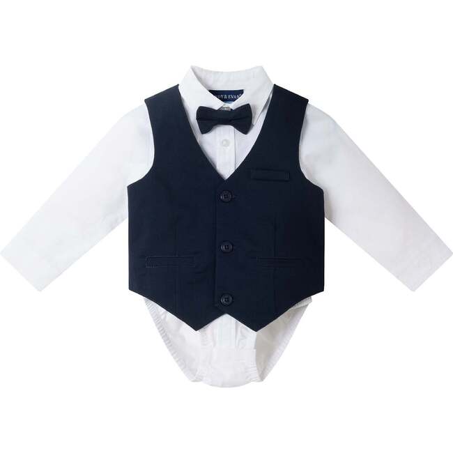 Infant 4-Piece Vest & Pant Set, Blue Seersucker - Mixed Apparel Set - 6