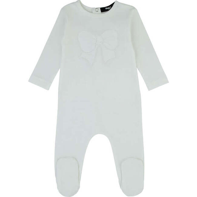 Puffy Bow Footie, White