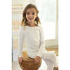 Puffy Bow Footie, White - Footie Pajamas - 2