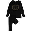 Puffy Bear  Loungewear Set, Black - Mixed Apparel Set - 1 - thumbnail