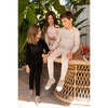 Linen Patch Footie, Tan - Footie Pajamas - 2