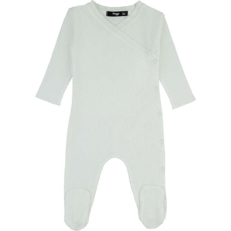 Bamboo Ribbed Kimono Footie, Ivory - Footie Pajamas - 1