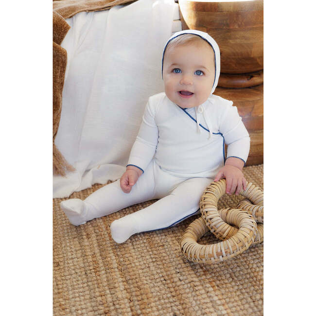 Bamboo Ribbed Kimono Footie, Blue - Footie Pajamas - 2