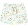 Teal Lime Dinosaur Bermuda Shorts, White - Shorts - 1 - thumbnail