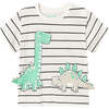 Striped Dinosaur T-Shirt, Teal - T-Shirts - 1 - thumbnail