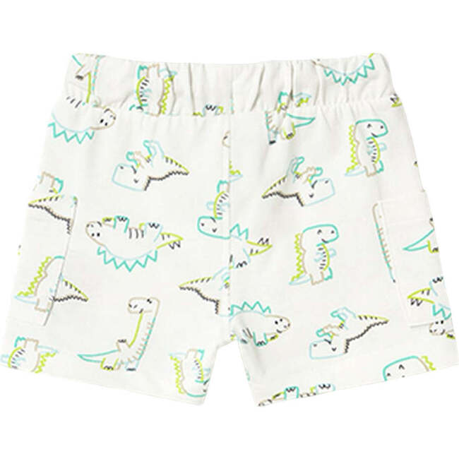 Teal Lime Dinosaur Bermuda Shorts, White - Shorts - 2