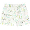 Teal Lime Dinosaur Bermuda Shorts, White - Shorts - 2