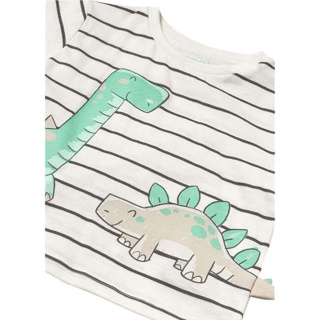 Striped Dinosaur T-Shirt, Teal - T-Shirts - 3