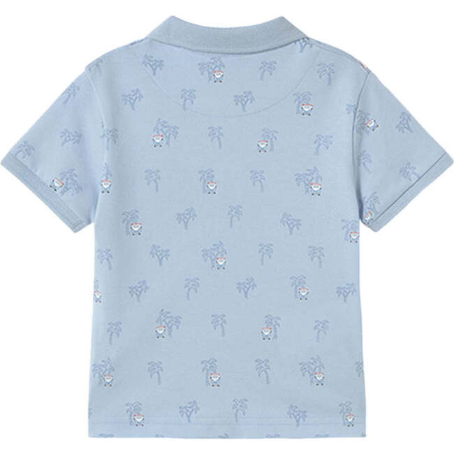 Sky Palm Tree Linen Polo, Blue - Polo Shirts - 2
