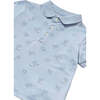 Sky Palm Tree Linen Polo, Blue - Polo Shirts - 3