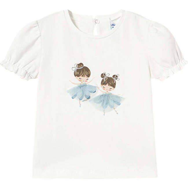 Sky Blue Embroidered Ballerina T-Shirt, Natural