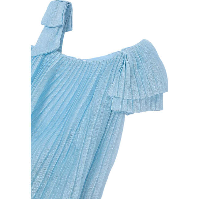 Sky Asymmetric Pleated Dress, Blue - Dresses - 3