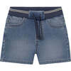 Medium Soft Denim Bermuda Shorts, Blue - Shorts - 1 - thumbnail