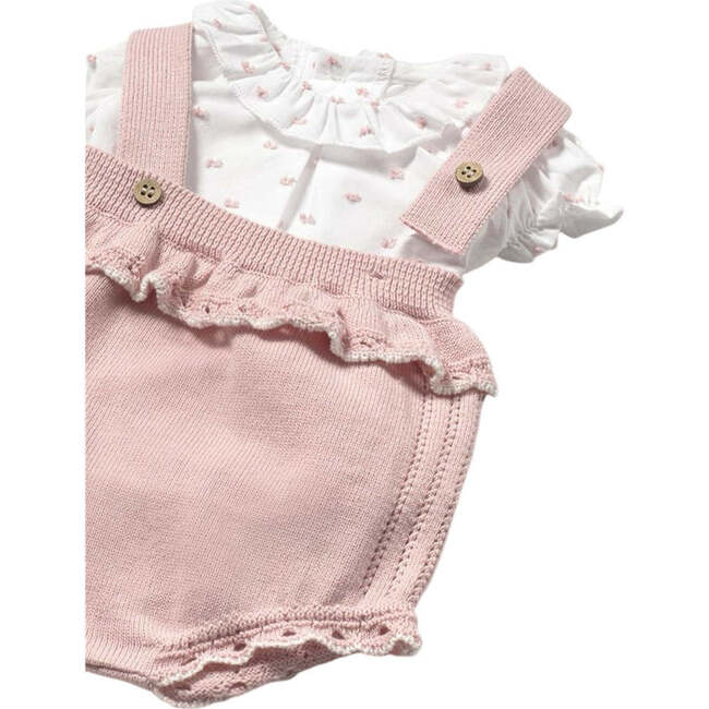 Newborn Knit Sakura Romper Set, Pink - Rompers - 3