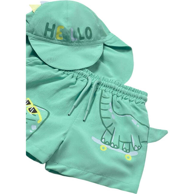 Lake Dinosaur Swim Suit Set, Turqoise - Swim Trunks - 3