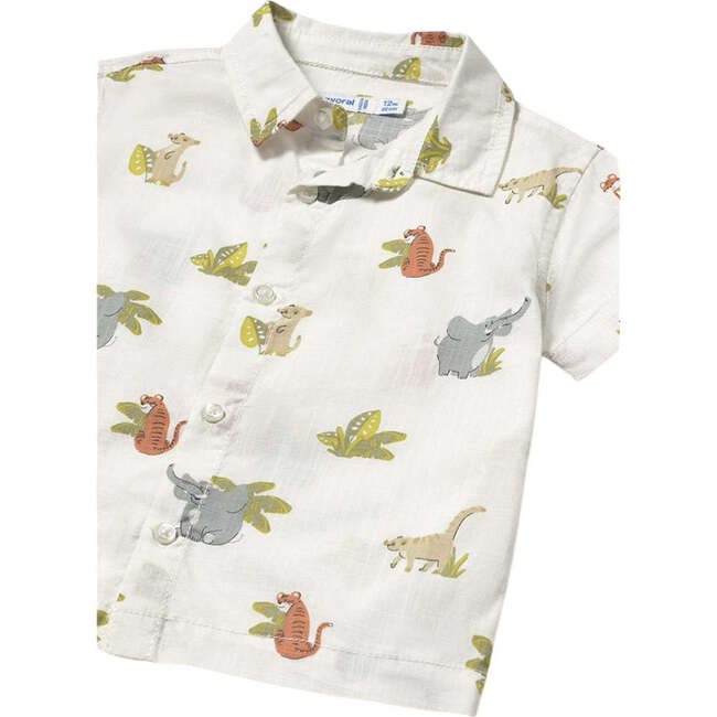 Jungle Short Sleeve Buttondown Shirt, Natural - Button Downs - 3
