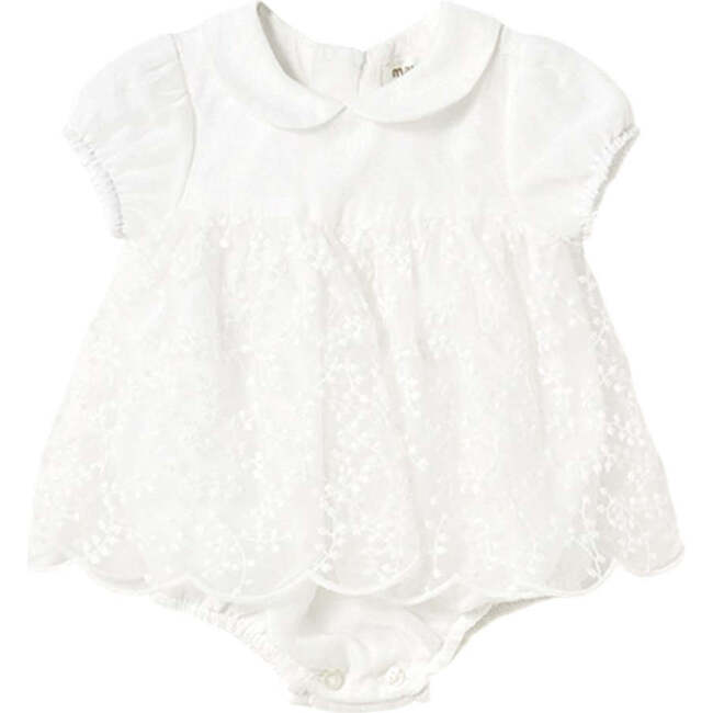 Floral Cotton Romper, Cream