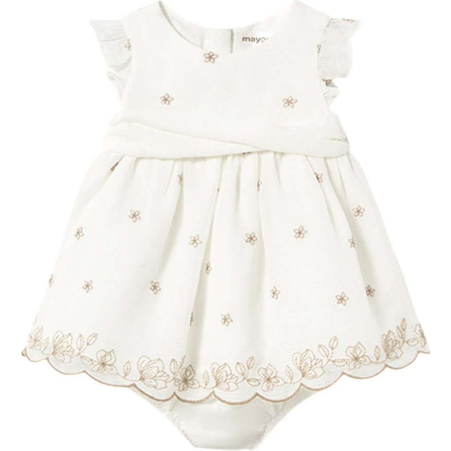 Cream Lime Chiffon Dress, Ivory - Dresses - 1