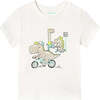 Dinosaur Bike T-Shirt, Cream - T-Shirts - 1 - thumbnail