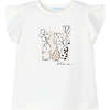 Flower Ruffle Applique T-Shirt, Natural - T-Shirts - 1 - thumbnail