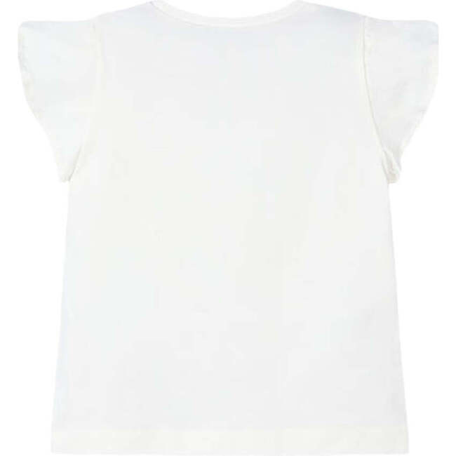 Flower Ruffle Applique T-Shirt, Natural - T-Shirts - 2