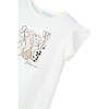 Flower Ruffle Applique T-Shirt, Natural - T-Shirts - 3