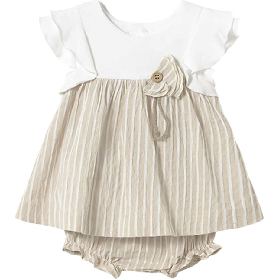 Color-Block Root Dress with Bloomers, Beige - Pajamas - 1