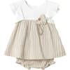 Color-Block Root Dress with Bloomers, Beige - Pajamas - 1 - thumbnail