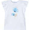 Cotton Blue Floral Detail T-Shirt, Ivory - T-Shirts - 1 - thumbnail