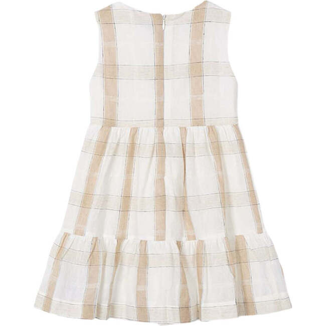 Cinnamon Plaid Linen Dress, Beige - Dresses - 2