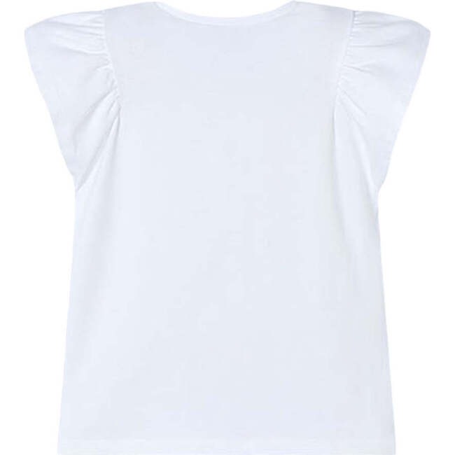 Cotton Blue Floral Detail T-Shirt, Ivory - T-Shirts - 2