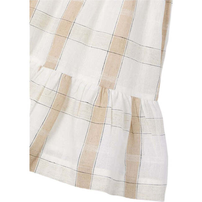 Cinnamon Plaid Linen Dress, Beige - Dresses - 3