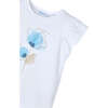 Cotton Blue Floral Detail T-Shirt, Ivory - T-Shirts - 3