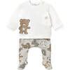 2 Piece Babygrow With Teddy Bears, Beige - Mixed Apparel Set - 1 - thumbnail