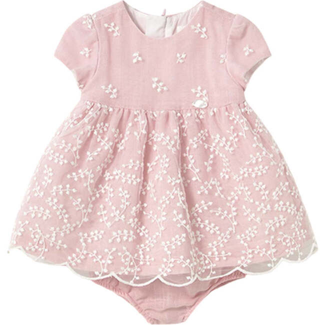 Baby Rose Floral Garland Chiffon Dress, Pink