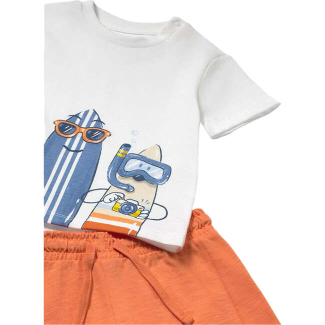 Baby Shorts and Surf T-Shirt Set, Coral - Mixed Apparel Set - 3