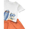 Baby Shorts and Surf T-Shirt Set, Coral - Mixed Apparel Set - 3