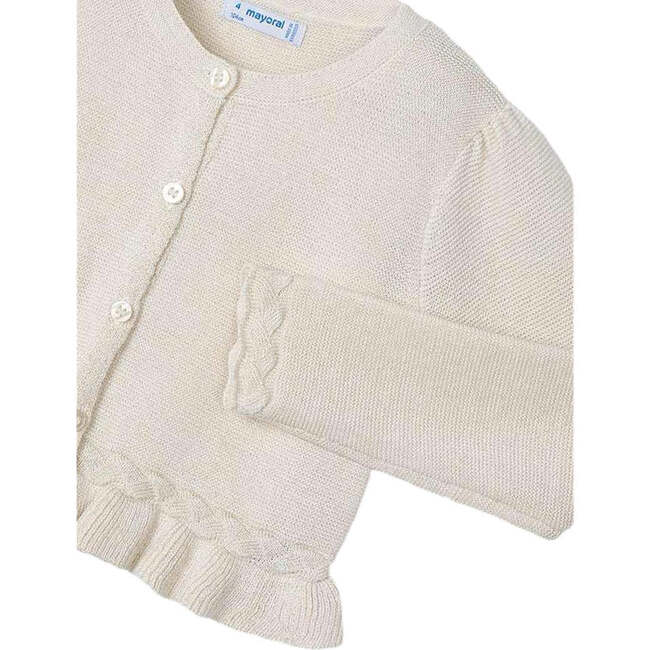 Baby Ruffle Tricot Cardigan, Champagne - Cardigans - 3