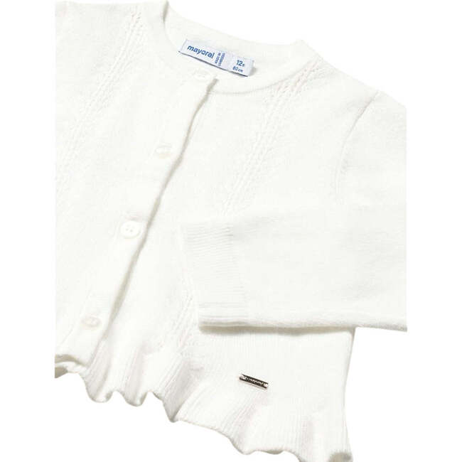 Baby Ruffle Tricot Cardigan, Natural - Cardigans - 3