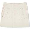 Sand Rhinestone Embellished Skirt, Beige - Skirts - 1 - thumbnail