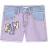 Sequin Brossage Denim Shorts, Purple - Shorts - 1 - thumbnail