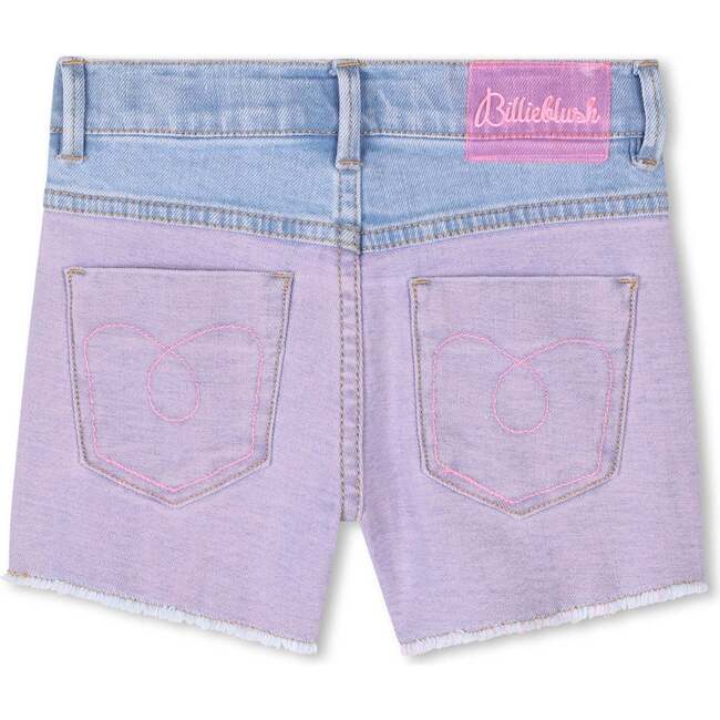 Sequin Brossage Denim Shorts, Purple - Shorts - 3