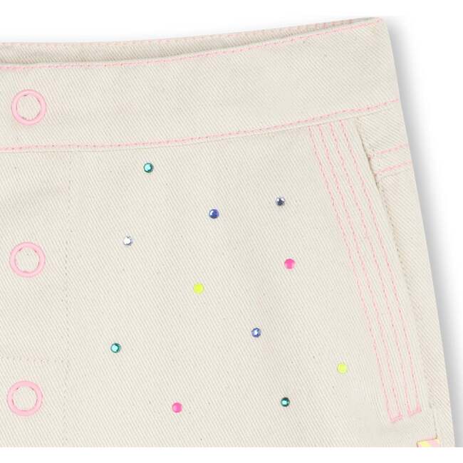 Sand Rhinestone Embellished Skirt, Beige - Skirts - 4