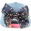 Rainbow Sequin Bow Cap, Light Blue - Hats - 6