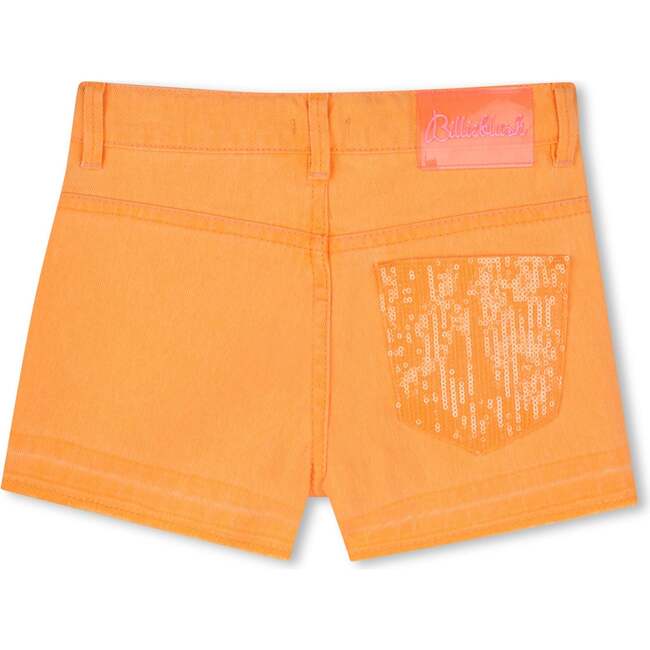 Pop Denim Sequin Pocket Shorts, Orange - Shorts - 2